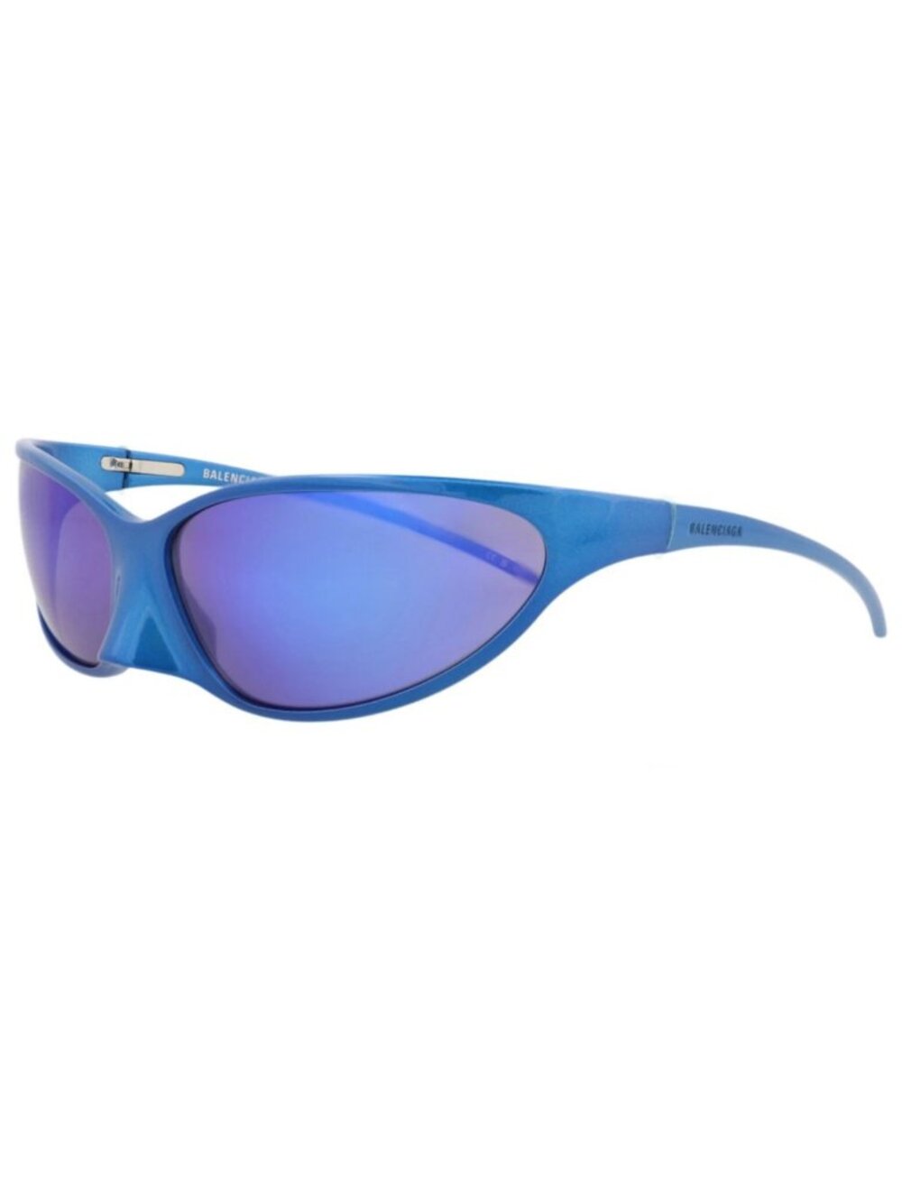 New Balenciaga Women's Sunglasses Shield Wrap Alluminium Frame Unisex Blue Blue